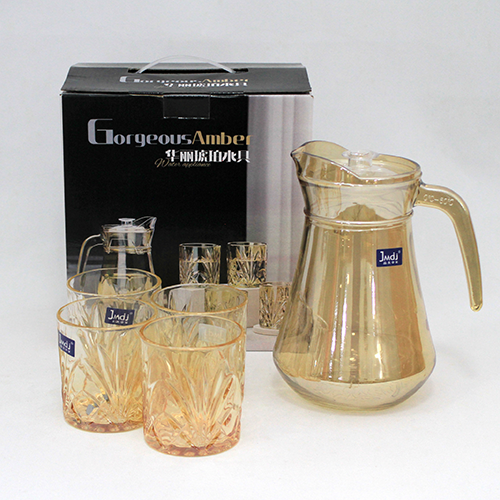 Juego de Jarra con vasos ámbar