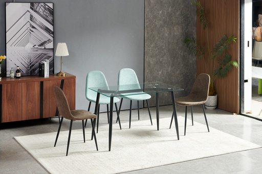 [ZK8F080019] Mesa de comedor rectangular con patas metalicas negras