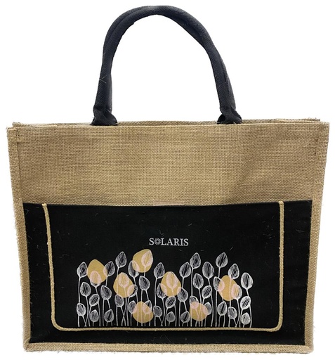 [zk6b130006] Bolso Yute con Bolsillo y Zipper Tulipan dos colores